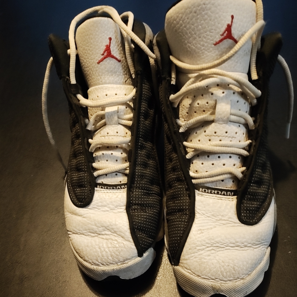 Jordan Kids Black and White Sneakers with Red Accent